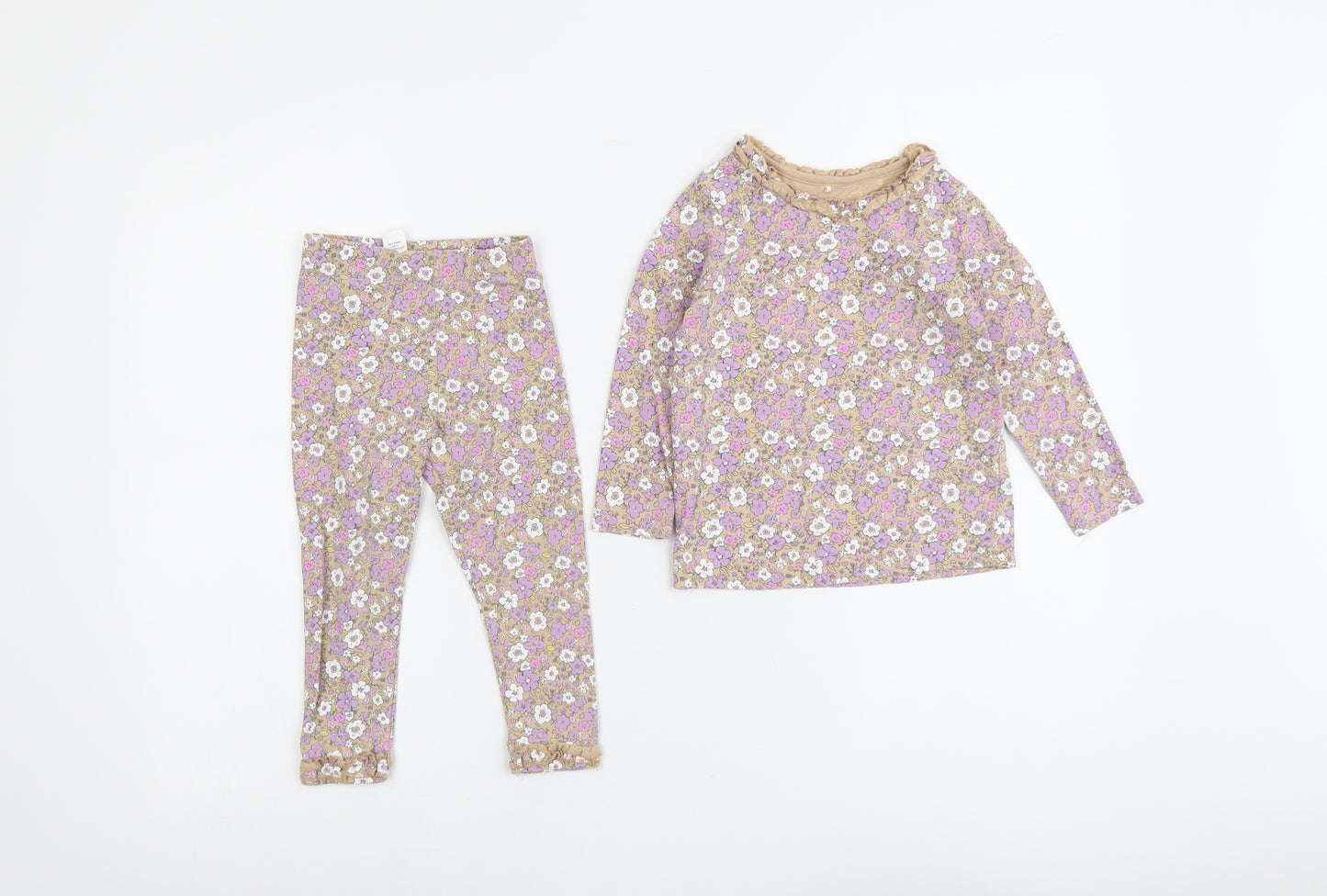 George Girls Multicoloured Floral Cotton Trousers Outfit/Set Size 2-3 Years Pullover