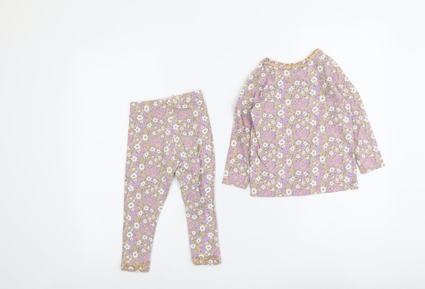 George Girls Multicoloured Floral Cotton Trousers Outfit/Set Size 2-3 Years Pullover