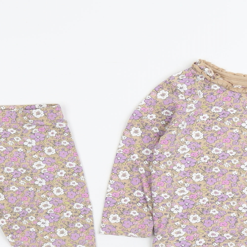 George Girls Multicoloured Floral Cotton Trousers Outfit/Set Size 2-3 Years Pullover