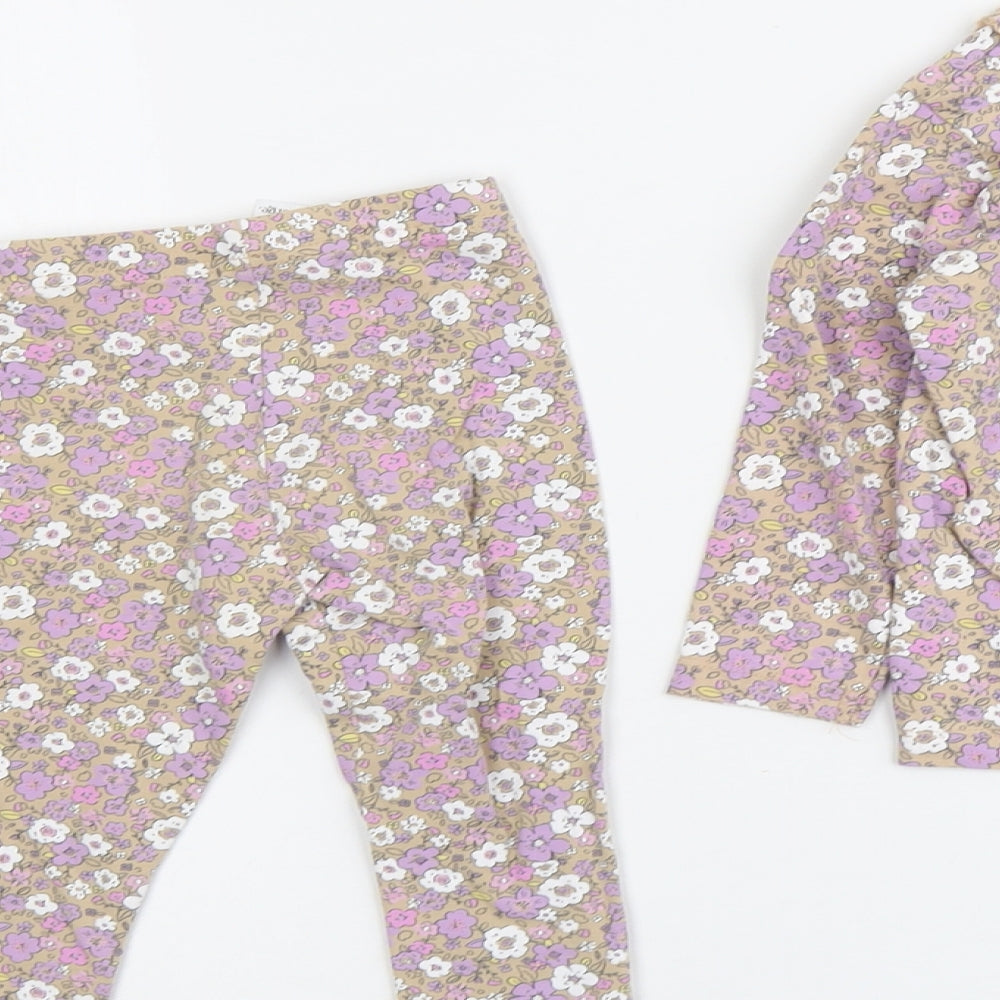George Girls Multicoloured Floral Cotton Trousers Outfit/Set Size 2-3 Years Pullover