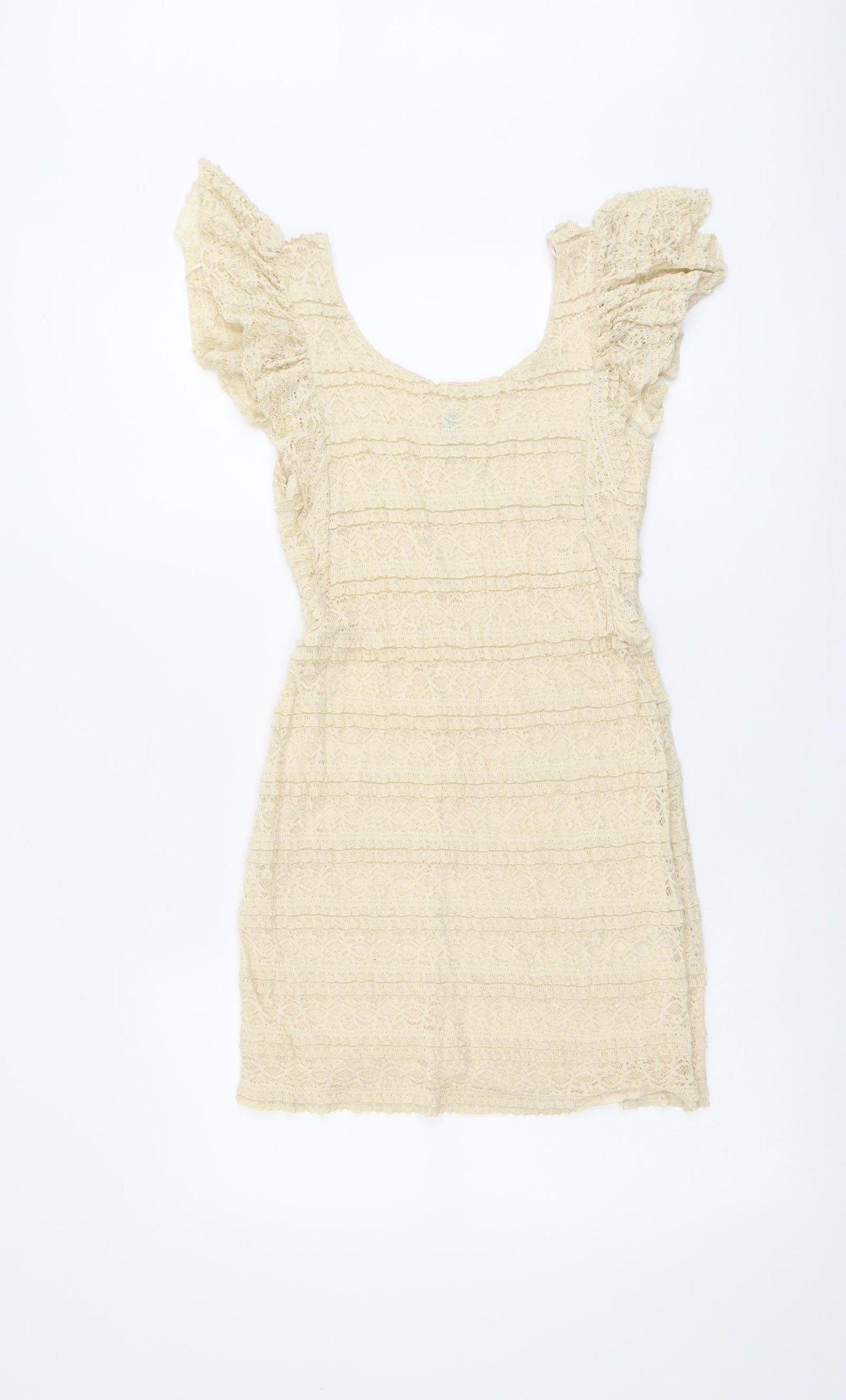 H&M Womens Beige Polyamide Shift Size 8 Round Neck Pullover