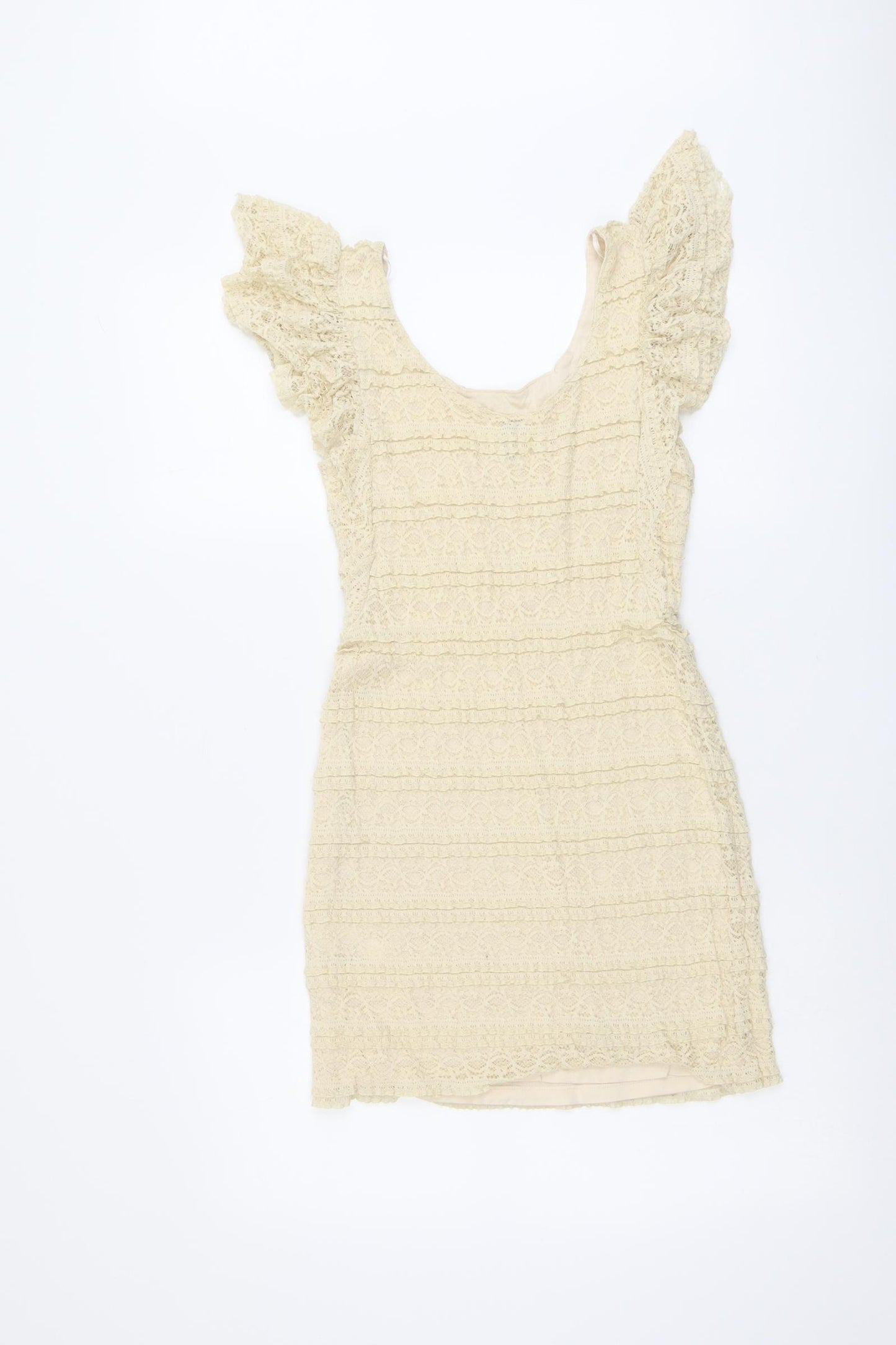 H&M Womens Beige Polyamide Shift Size 8 Round Neck Pullover