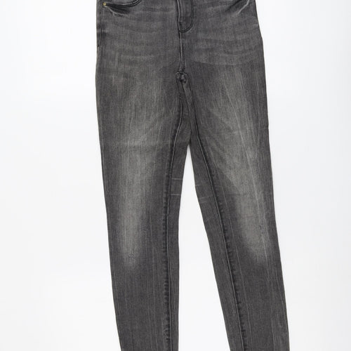 Denim & Co. Womens Grey Cotton Skinny Jeans Size 8 L25 in Regular Button