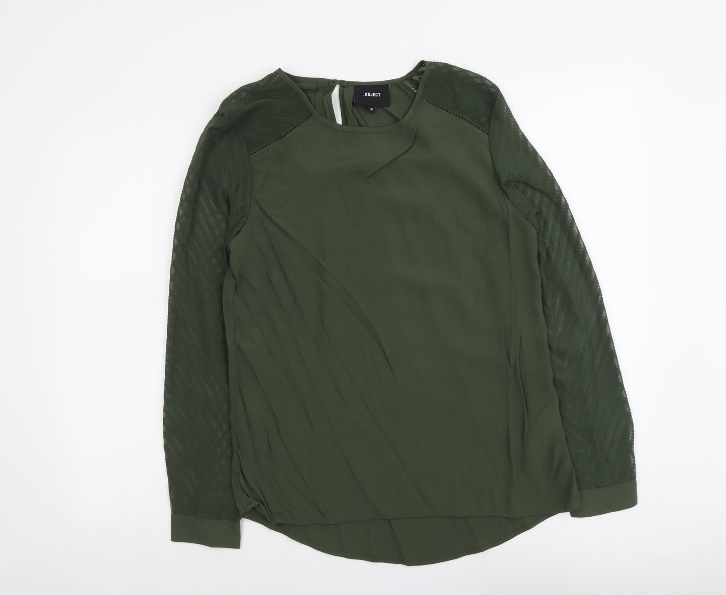 .Object Womens Green Viscose Basic Blouse Size 10 Round Neck