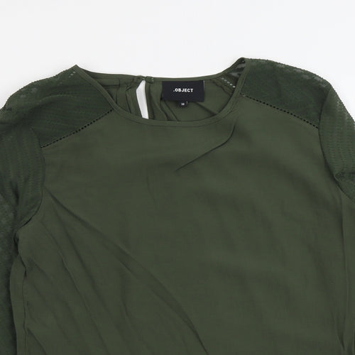 .Object Womens Green Viscose Basic Blouse Size 10 Round Neck