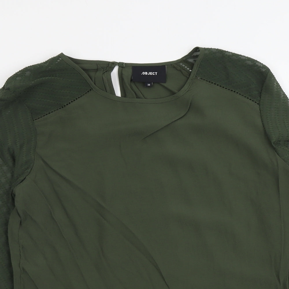 .Object Womens Green Viscose Basic Blouse Size 10 Round Neck
