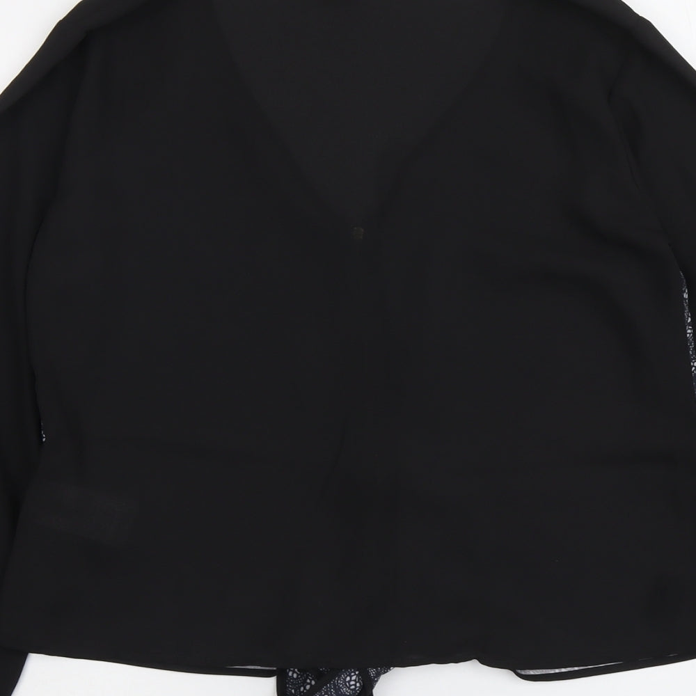 Body Flirt Womens Black Geometric Polyester Basic Blouse Size 12 V-Neck - Lace Details