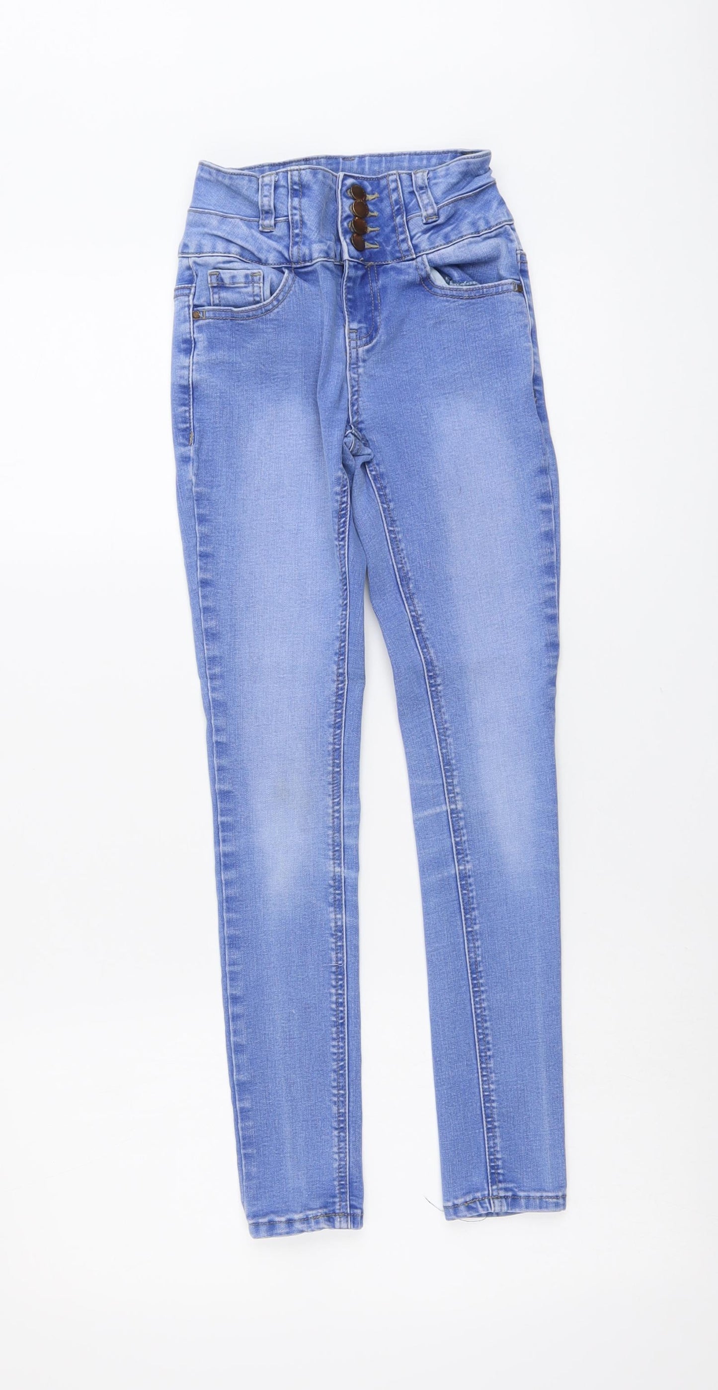 New Look Girls Blue Cotton Skinny Jeans Size 10 Years Regular Button