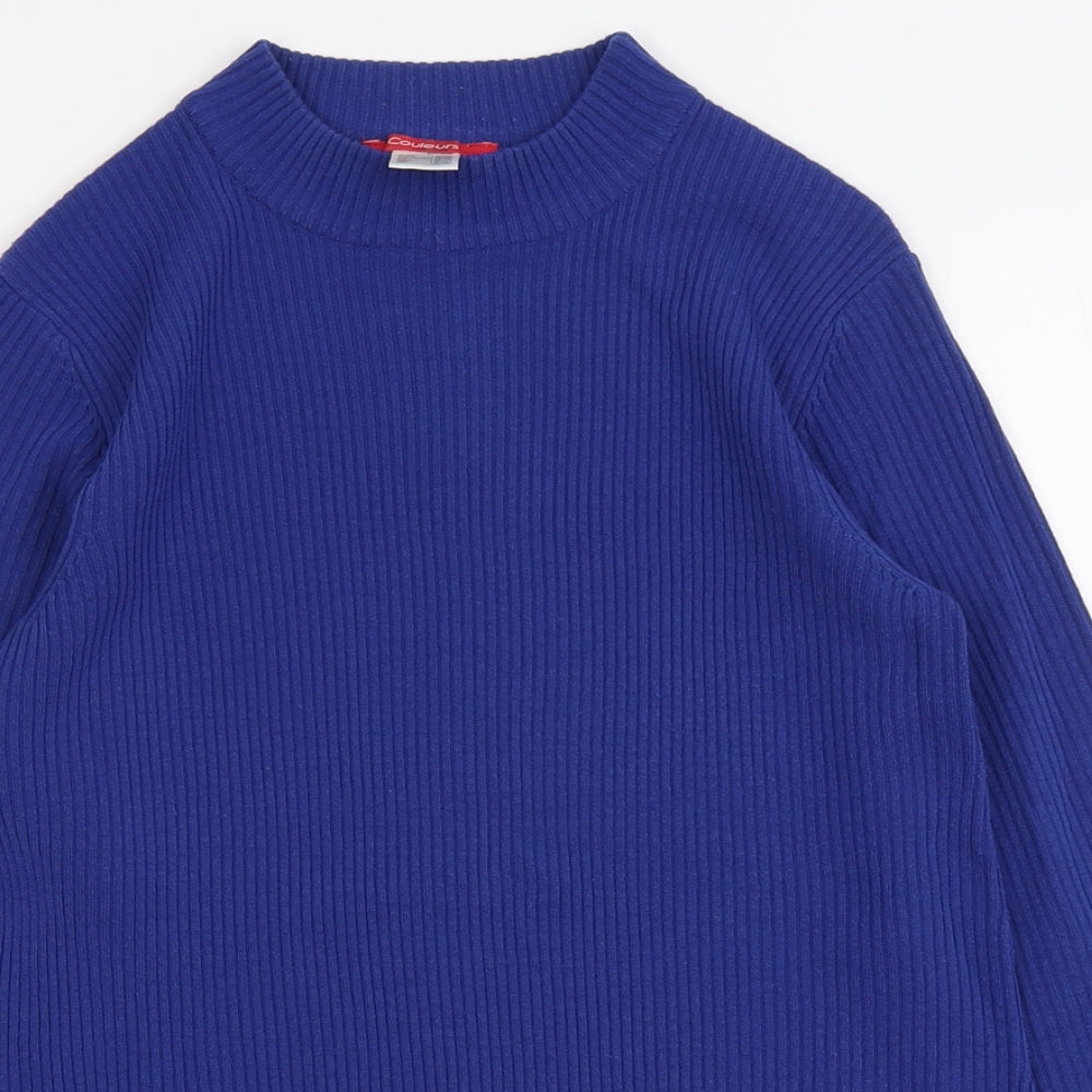 Couleurs & Prix Womens Blue Round Neck Acrylic Pullover Jumper Size 10