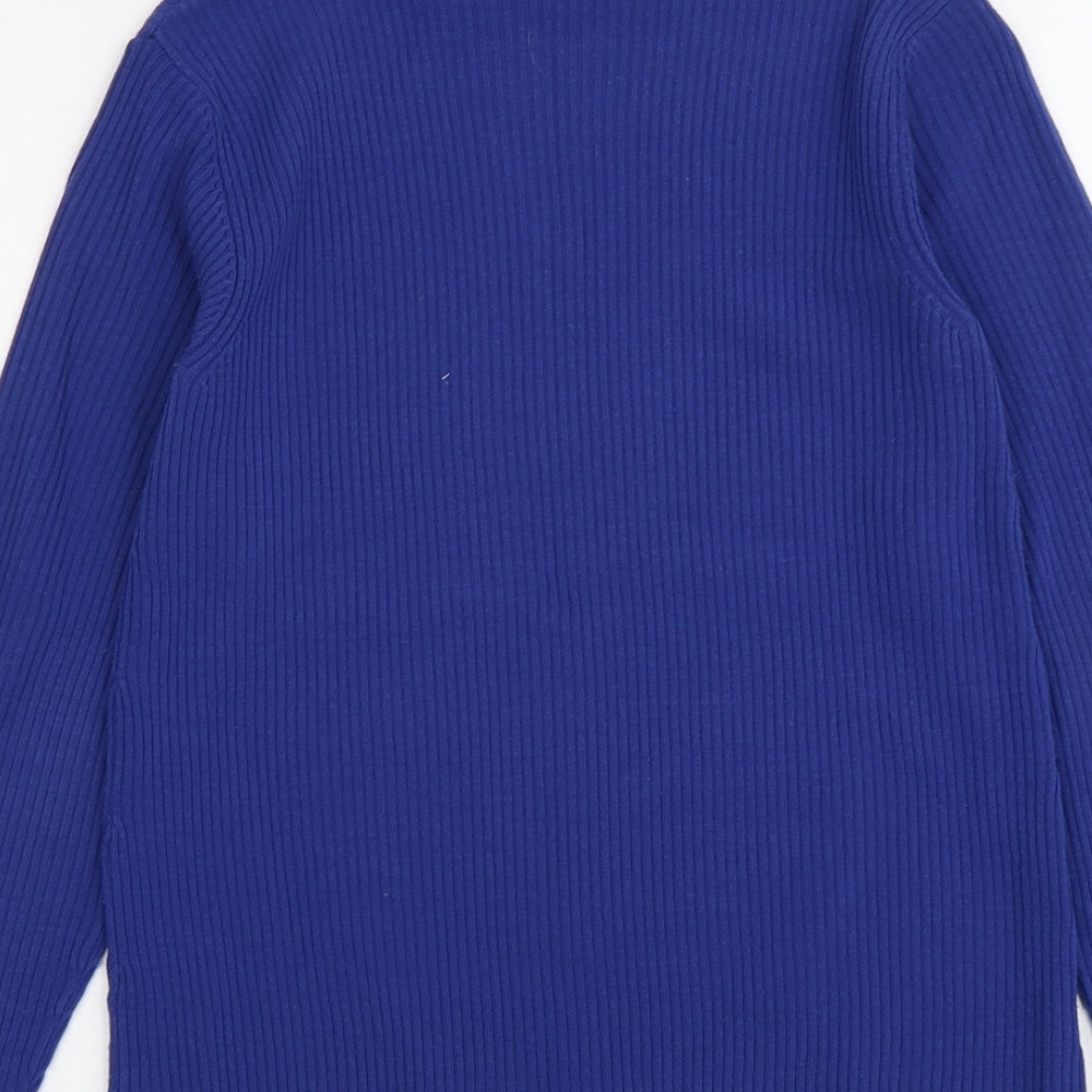 Couleurs & Prix Womens Blue Round Neck Acrylic Pullover Jumper Size 10