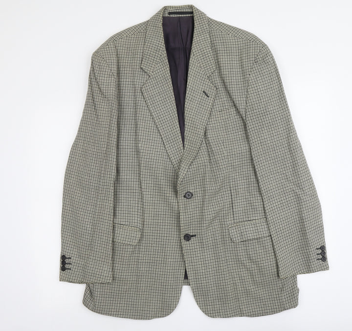 Debenhams Mens Beige Geometric Wool Jacket Blazer Size L Regular