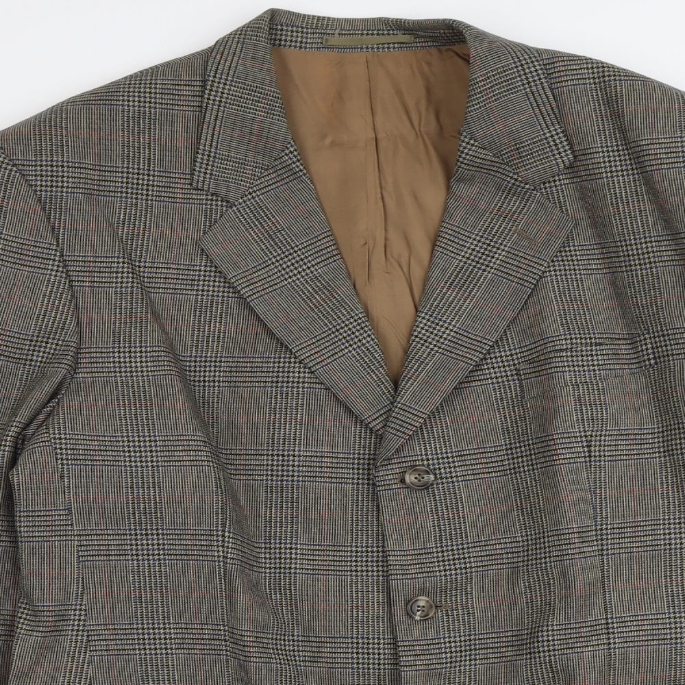 Di Caprio Mens Brown Plaid Wool Jacket Blazer Size L Regular