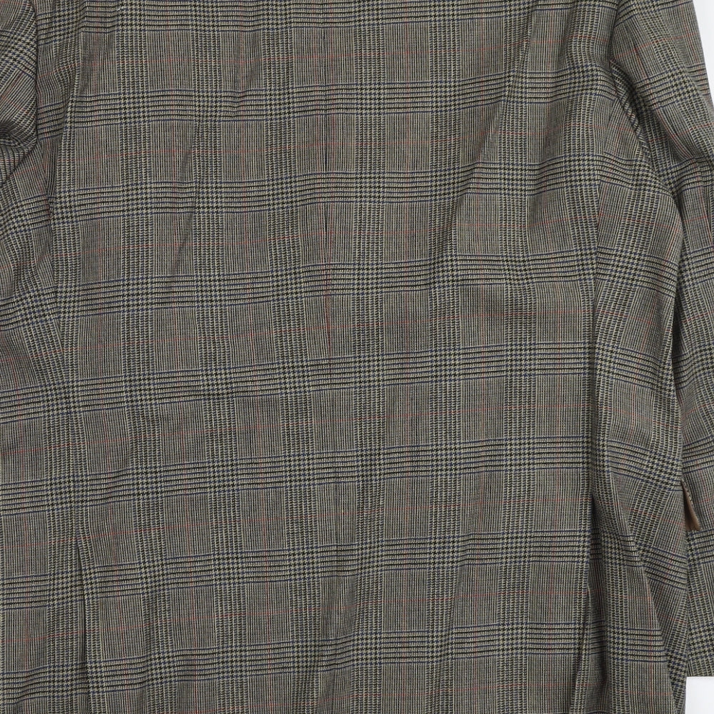 Di Caprio Mens Brown Plaid Wool Jacket Blazer Size L Regular