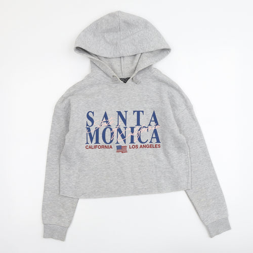 New Look Girls Grey Cotton Pullover Hoodie Size 12-13 Years Pullover - Santa Monica