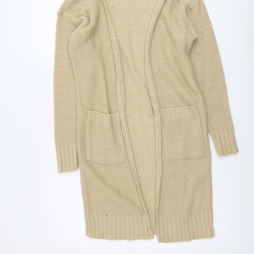 Boohoo Womens Beige V-Neck Acrylic Cardigan Jumper Size S