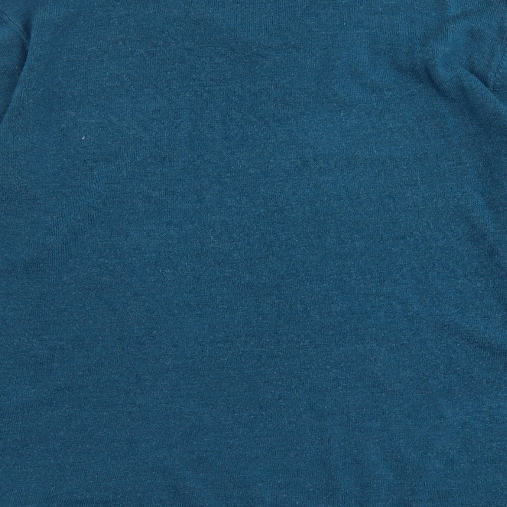 Easy Mens Blue V-Neck Acrylic Pullover Jumper Size XL Long Sleeve