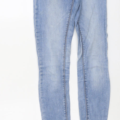 Denim & Co. Womens Blue Cotton Straight Jeans Size 6 L28 in Regular Button