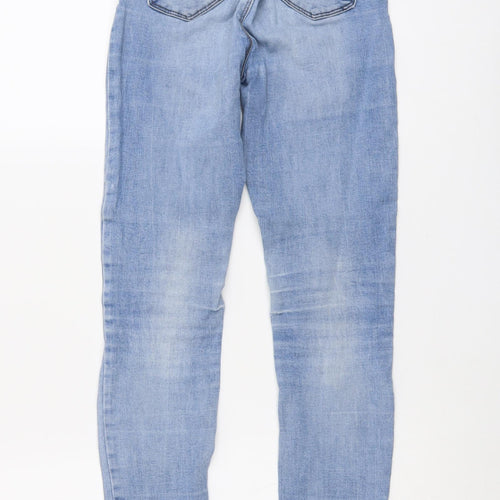 Denim & Co. Womens Blue Cotton Straight Jeans Size 6 L28 in Regular Button