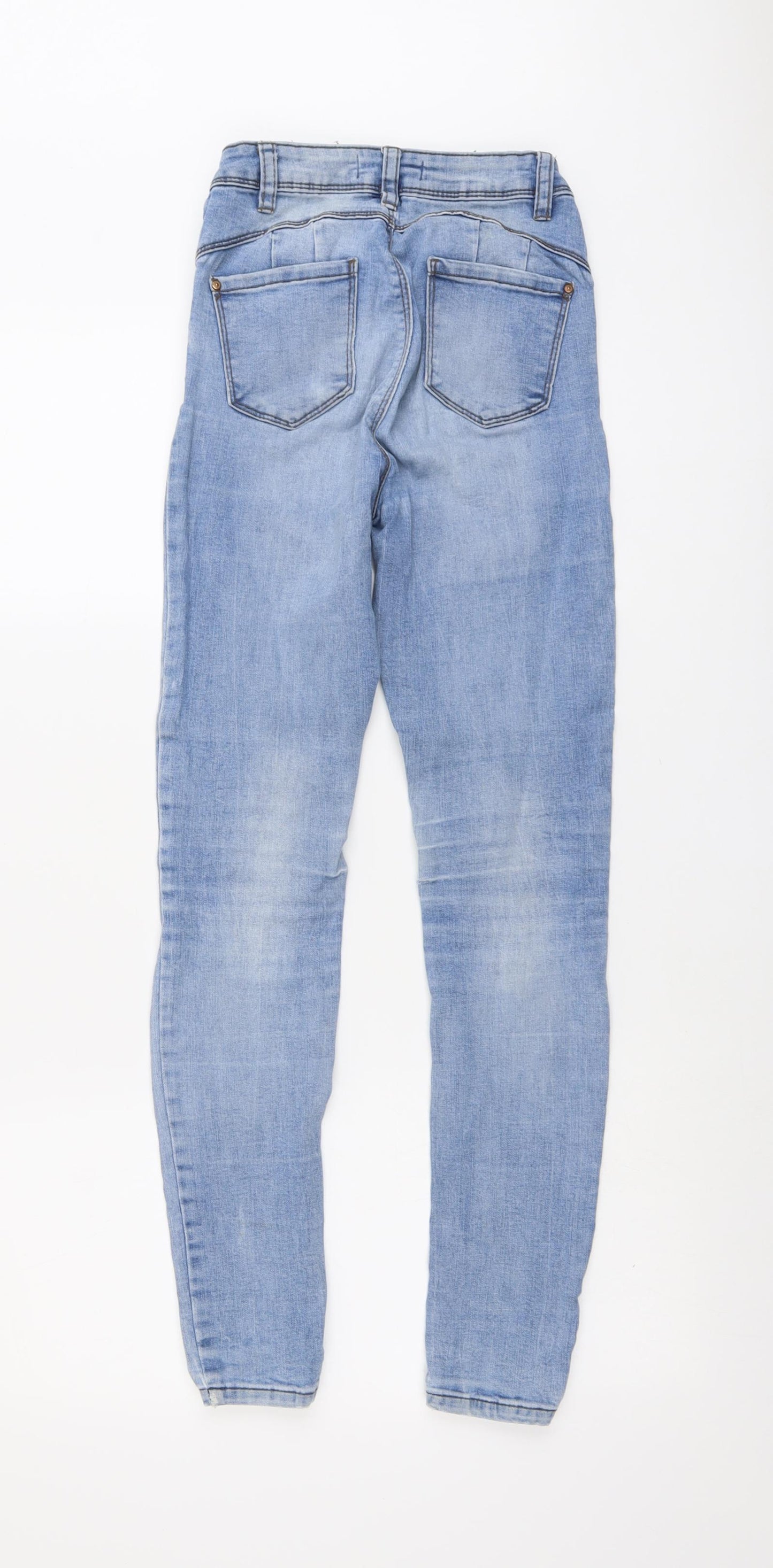 Denim & Co. Womens Blue Cotton Straight Jeans Size 6 L28 in Regular Button