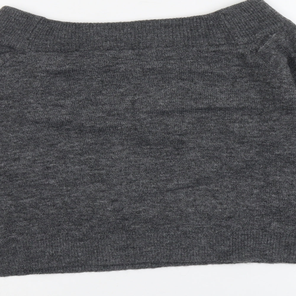 H&M Womens Grey Boat Neck Acrylic Pullover Jumper Size M