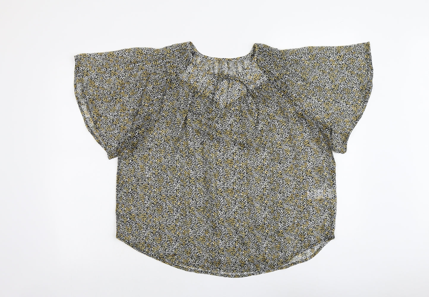 NEXT Womens Black Geometric Polyester Basic Blouse Size 12 Round Neck