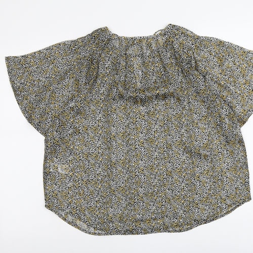 NEXT Womens Black Geometric Polyester Basic Blouse Size 12 Round Neck