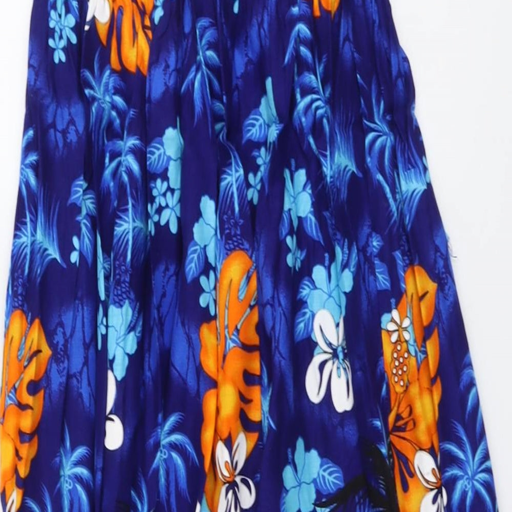 Sheba Womens Blue Geometric Polyester A-Line Size M Off the Shoulder Pullover