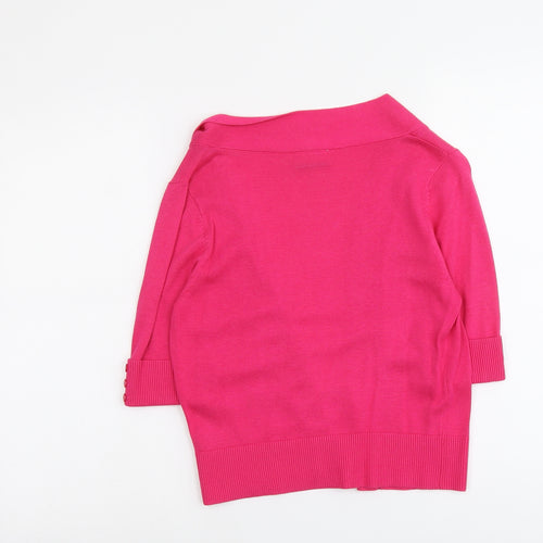 Wallis Womens Pink V-Neck Viscose Cardigan Jumper Size S
