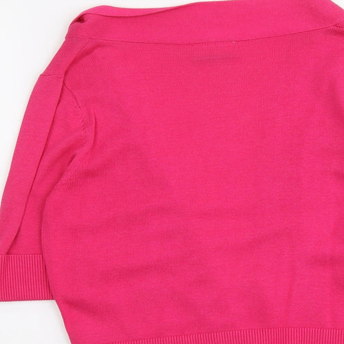 Wallis Womens Pink V-Neck Viscose Cardigan Jumper Size S