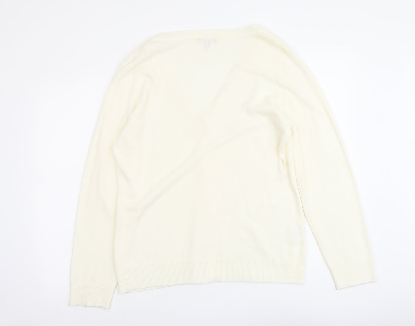 Papaya Womens Ivory V-Neck Acrylic Cardigan Jumper Size 18