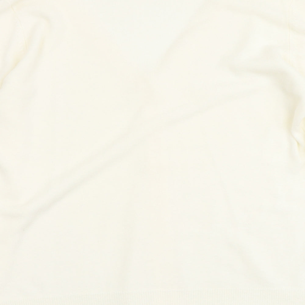 Papaya Womens Ivory V-Neck Acrylic Cardigan Jumper Size 18