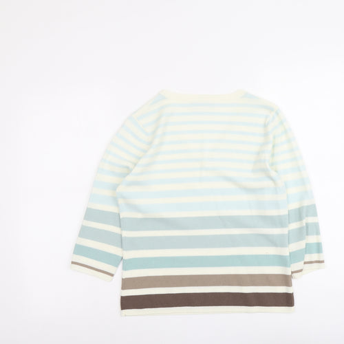 BHS Womens Multicoloured V-Neck Striped Acrylic Pullover Jumper Size 10