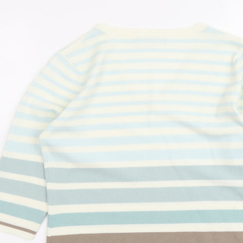 BHS Womens Multicoloured V-Neck Striped Acrylic Pullover Jumper Size 10