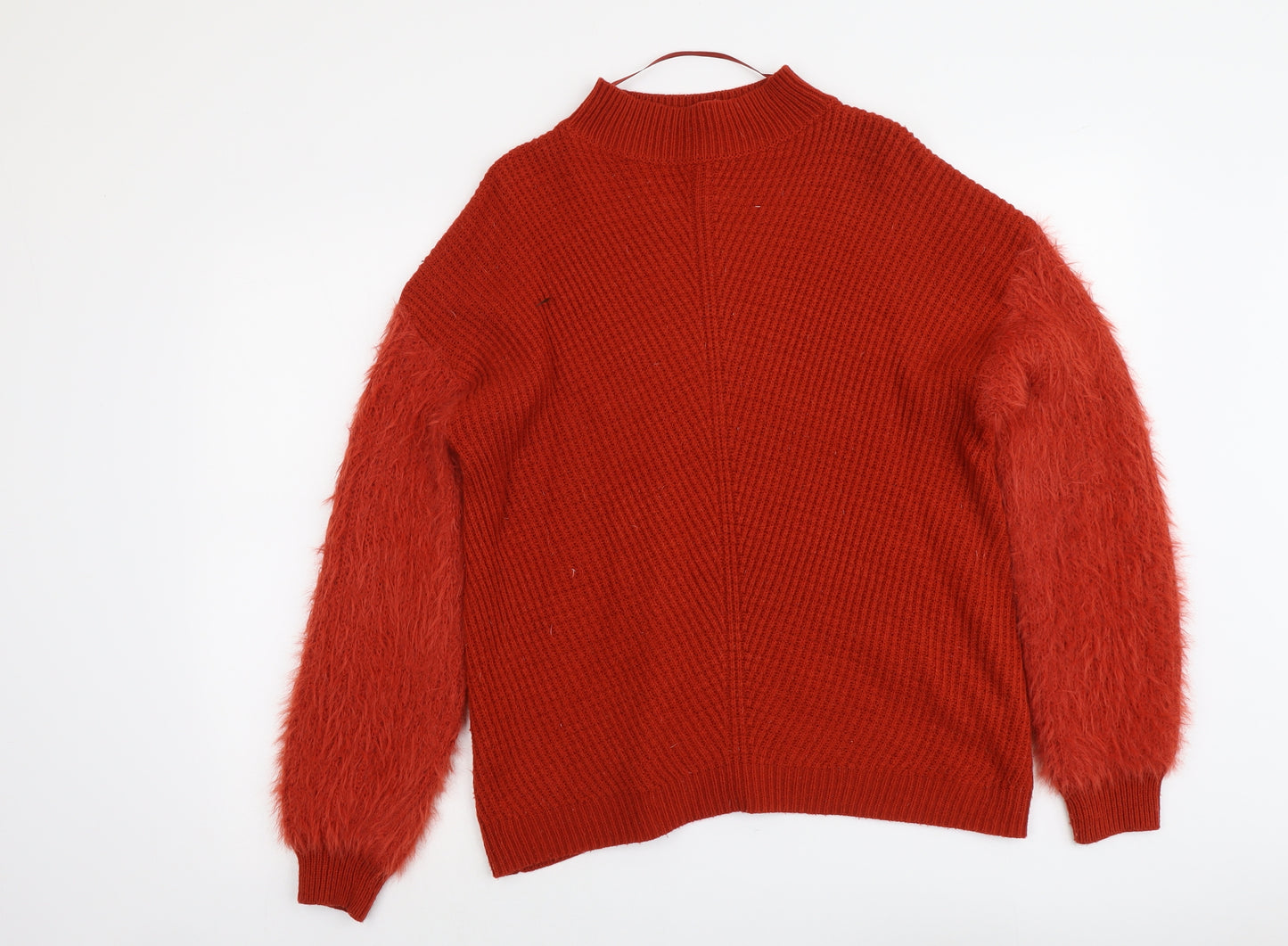 Primark Womens Red Round Neck Acrylic Pullover Jumper Size M