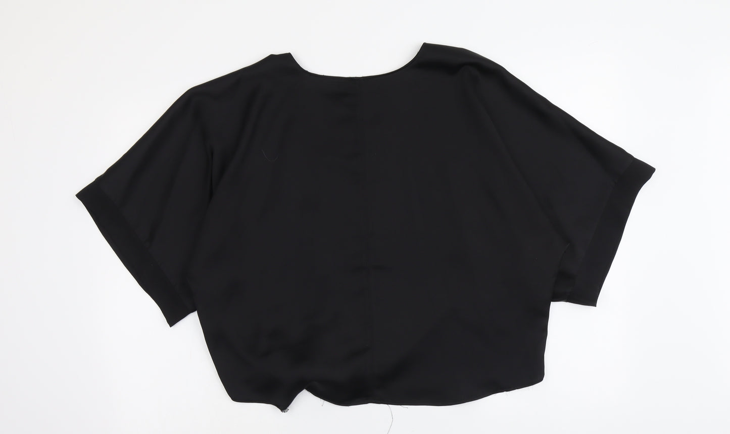 River Island Womens Black Polyester Basic Blouse Size S Boat Neck - Tie Front Detail