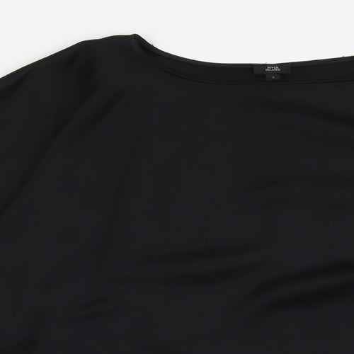 River Island Womens Black Polyester Basic Blouse Size S Boat Neck - Tie Front Detail