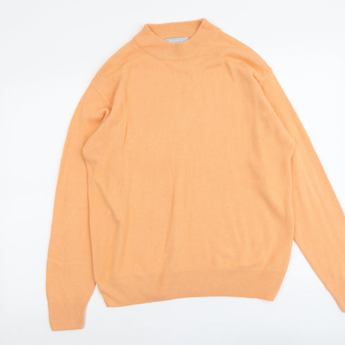 Belle Womens Orange Round Neck Acrylic Pullover Jumper Size L