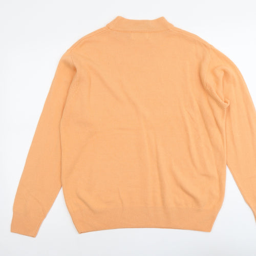 Belle Womens Orange Round Neck Acrylic Pullover Jumper Size L