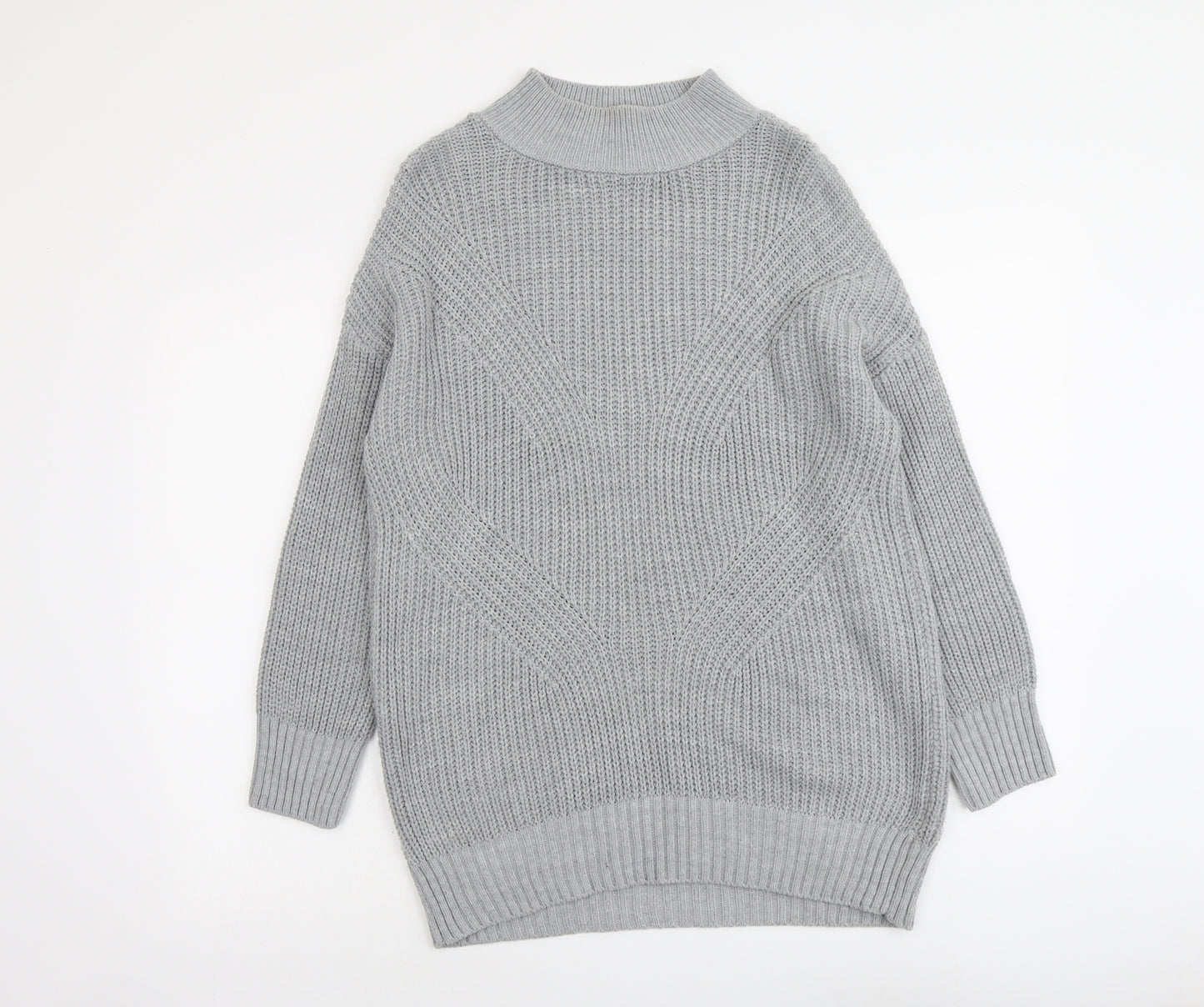Primark Womens Grey Round Neck Acrylic Pullover Jumper Size S