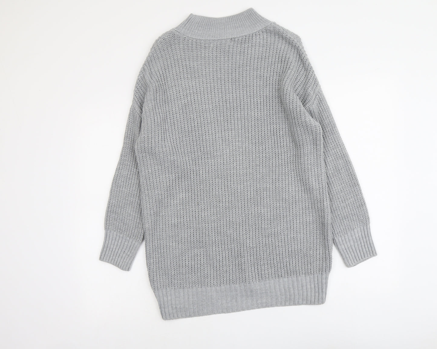 Primark Womens Grey Round Neck Acrylic Pullover Jumper Size S