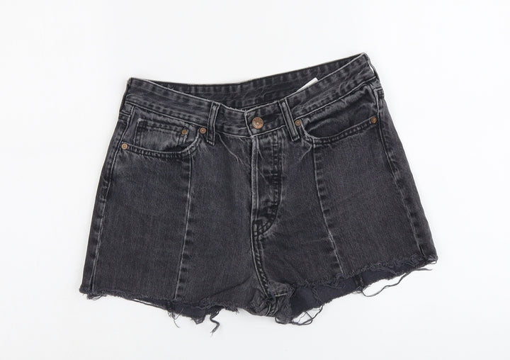 H&M Womens Grey Cotton Cut-Off Shorts Size 28 in L3 in Regular Button
