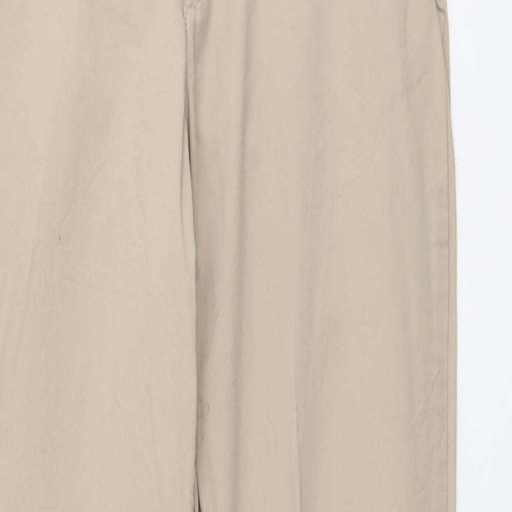 H&M Womens Beige Cotton Chino Trousers Size 8 L28 in Regular Button