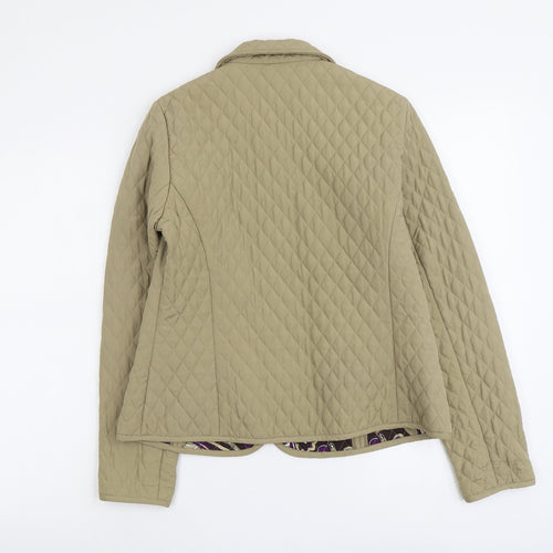 Tara Jones Womens Beige Quilted Jacket Size 6 Snap