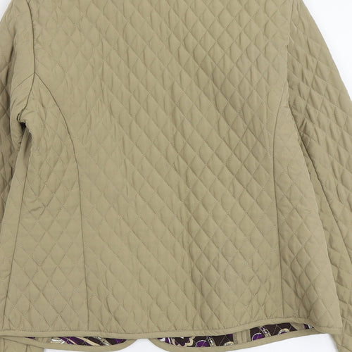 Tara Jones Womens Beige Quilted Jacket Size 6 Snap