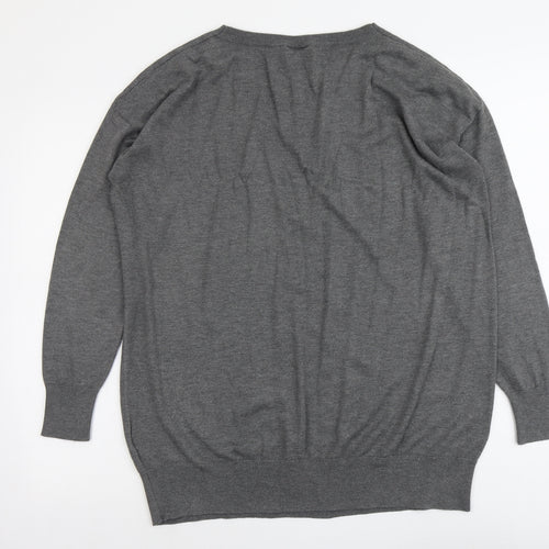 Yessica Womens Grey Round Neck Polyester Pullover Jumper Size L