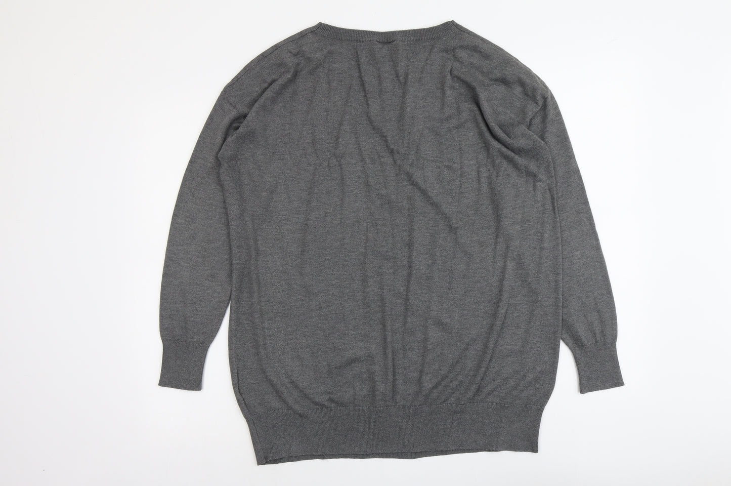 Yessica Womens Grey Round Neck Polyester Pullover Jumper Size L