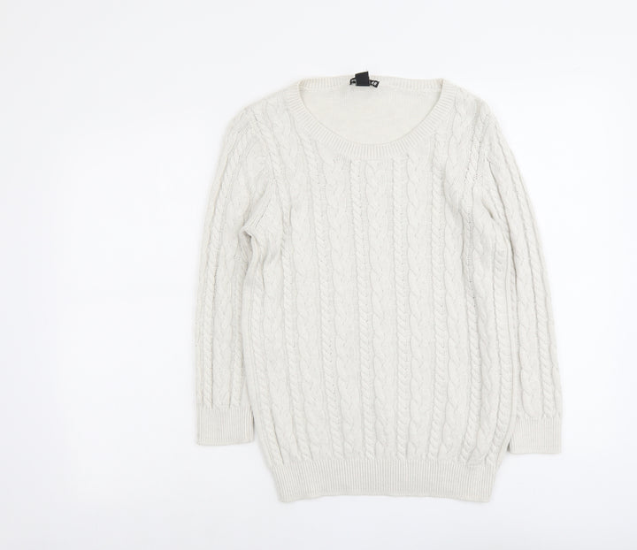 H&M Womens Grey Scoop Neck Polyamide Pullover Jumper Size S