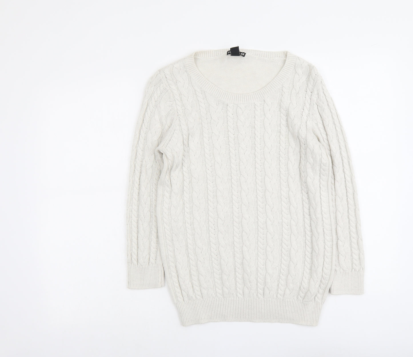 H&M Womens Grey Scoop Neck Polyamide Pullover Jumper Size S