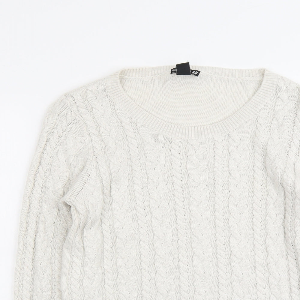 H&M Womens Grey Scoop Neck Polyamide Pullover Jumper Size S