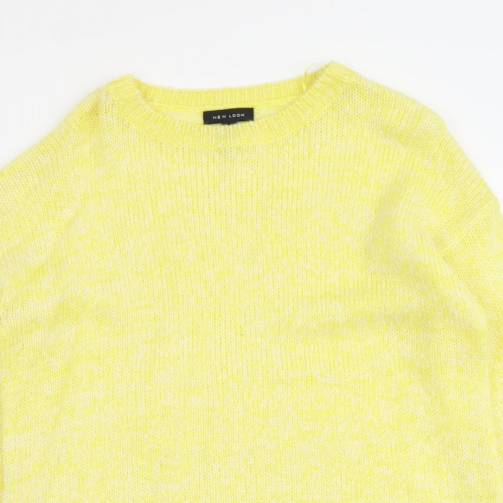 New Look Womens Yellow Round Neck Acrylic Pullover Jumper Size M